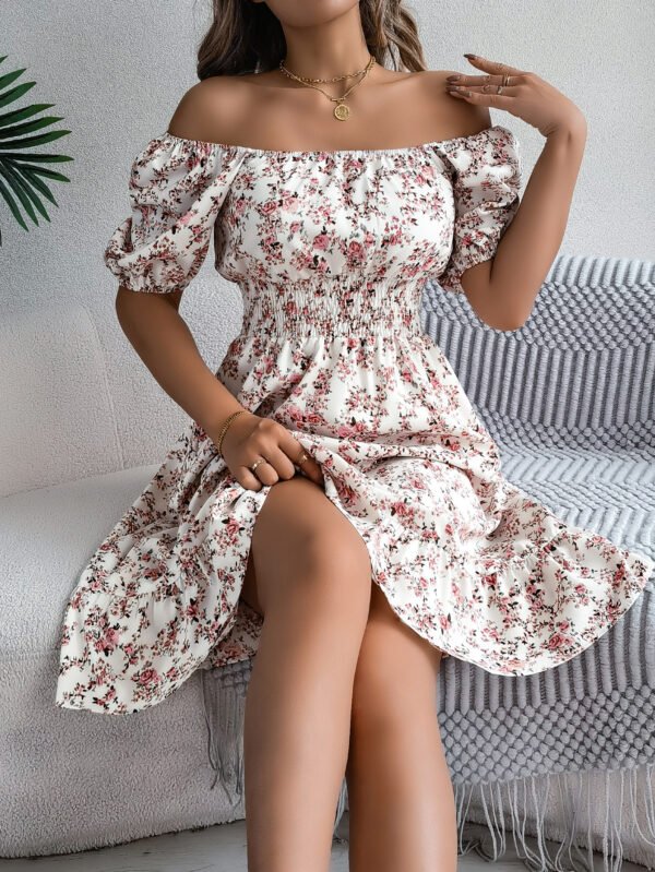 Floral Print Square Collar Dress Summer Fashion Ruffles Dresses Women's Clothing - Image 2