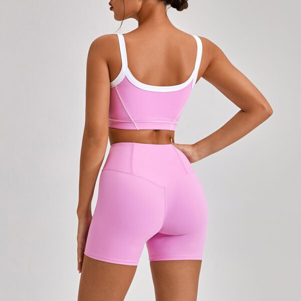 Outdoor Sports Yoga Suits Women's Spaghetti Strap Contrast Color Fitness Set Outfits - Image 8