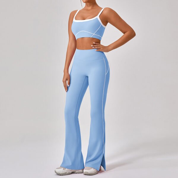 Outdoor Sports Yoga Suits Women's Spaghetti Strap Contrast Color Fitness Set Outfits - Image 9