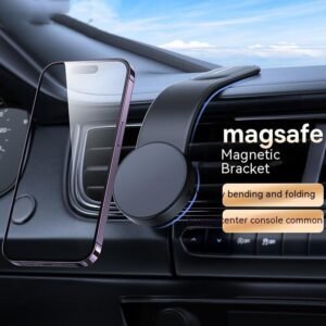 Magnetic Bendable Car Phone Holder with 15W Wireless Charger - Compatible Dash Mount for All Phones