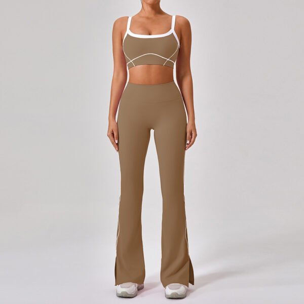 Outdoor Sports Yoga Suits Women's Spaghetti Strap Contrast Color Fitness Set Outfits - Image 10