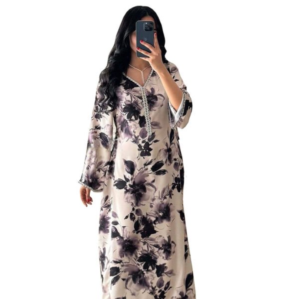 Muslim Arabic Dubai Printed Robe - Image 2