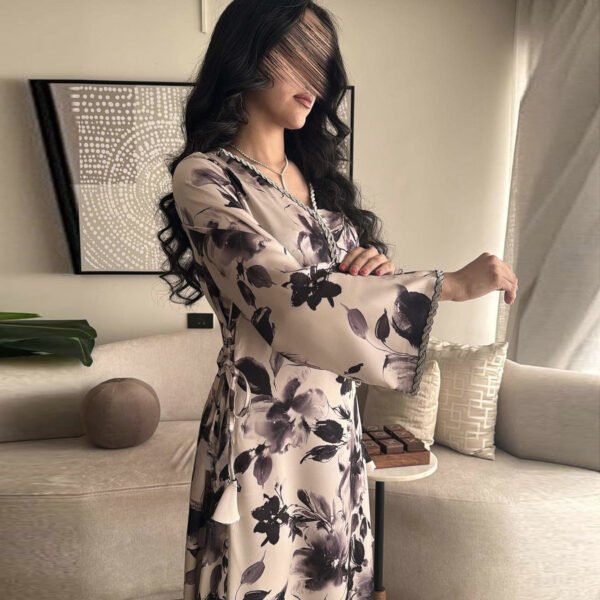 Muslim Arabic Dubai Printed Robe - Image 3