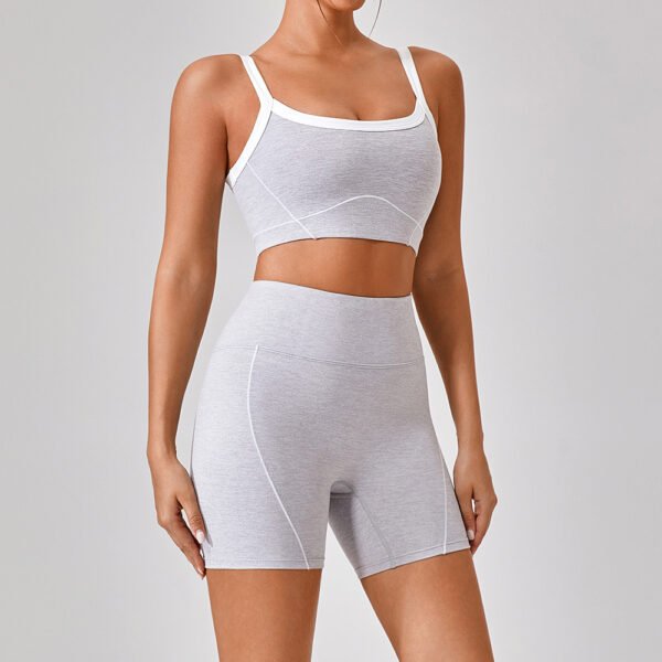 Outdoor Sports Yoga Suits Women's Spaghetti Strap Contrast Color Fitness Set Outfits - Image 5