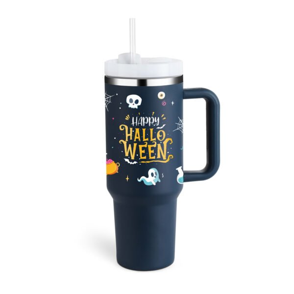 "40 Oz Insulated Tumbler with Handle & Straw | Spill-Proof Stainless Steel Travel Mug" - Image 2