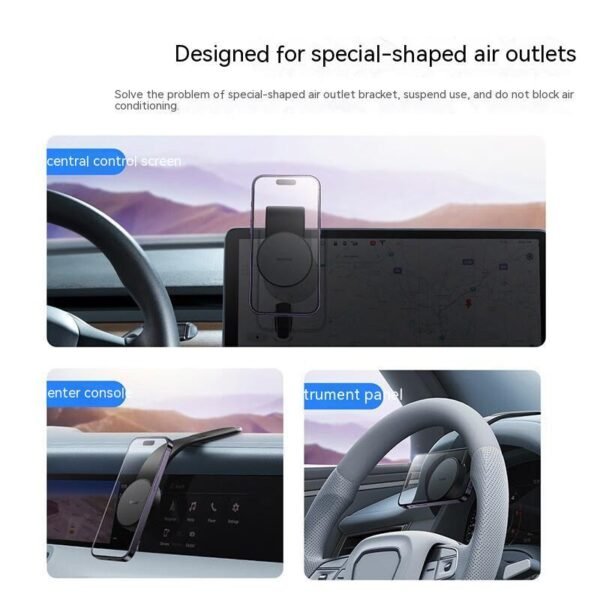 Magnetic Bendable Car Phone Holder with 15W Wireless Charger - Compatible Dash Mount for All Phones - Image 4