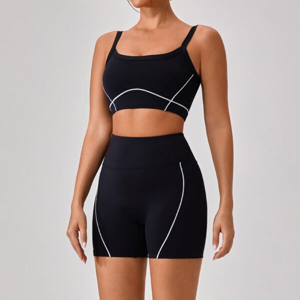Outdoor Sports Yoga Suits Women's Spaghetti Strap Contrast Color Fitness Set Outfits - Image 2