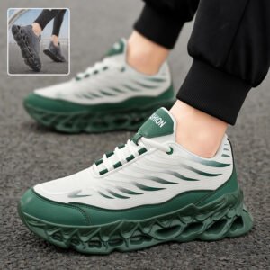 Men's Thick-Soled Lace-Up Sneakers – Casual Vulcanized Daddy Shoes for Outdoor Running & Sports