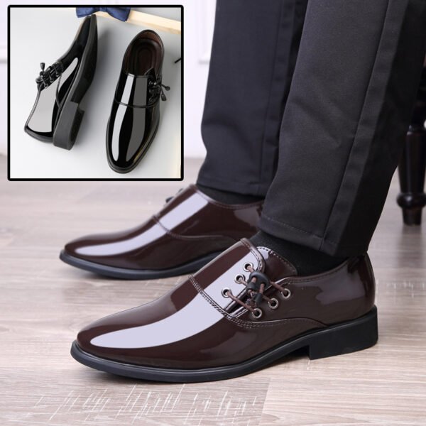 Men’s Italian Patent Leather Dress Shoes – Oxford Lace-Up for Wedding & Business