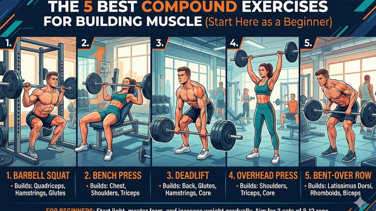 The 5 Best Compound Exercises for Building Muscle (Start Here as a Beginner)